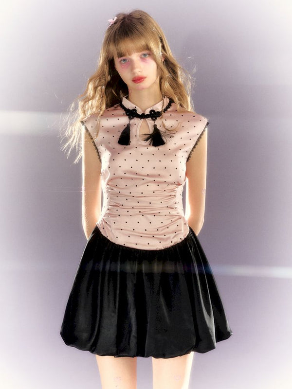 Polka Dot Satin Girls' Pod Dress [S0000009306]