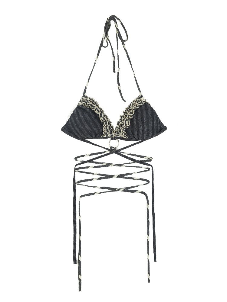 Ruffle Contrast Punk Street Bikini【s0000016930】