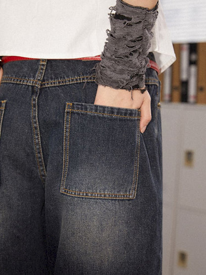 DENIM STRAIGHT CASUAL FIVE-CUARTER PANTS [S0000008836]