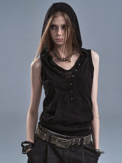 Fake Two Piece Hooded Panel Vest【s0000016903】