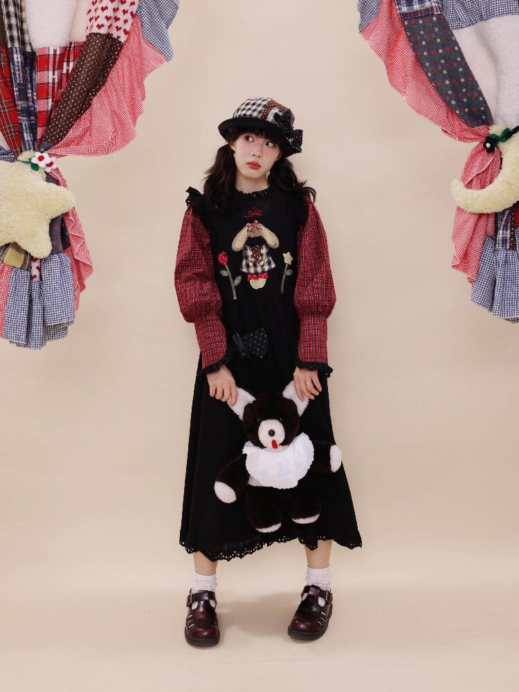 Corduroy Rabbit Strawberry Dress【s0000019288】