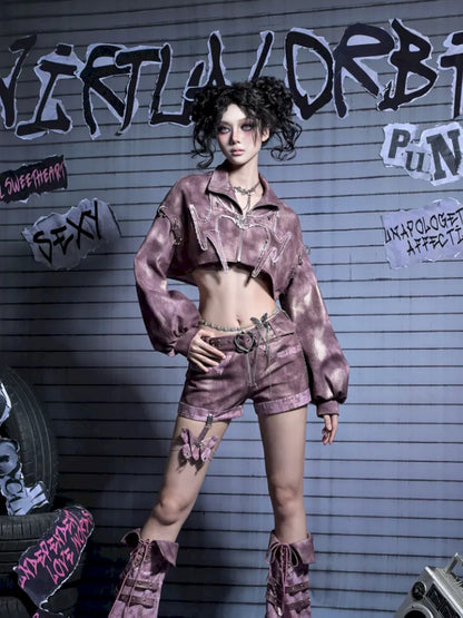 Butterfly Leg Chains Niche Denim Shorts【s0000014024】