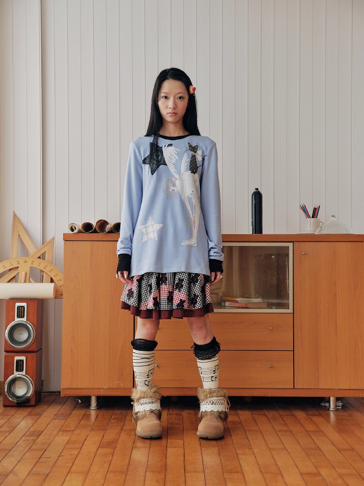 Illustration Fleece Lined Top Cardigan【s0000018706】