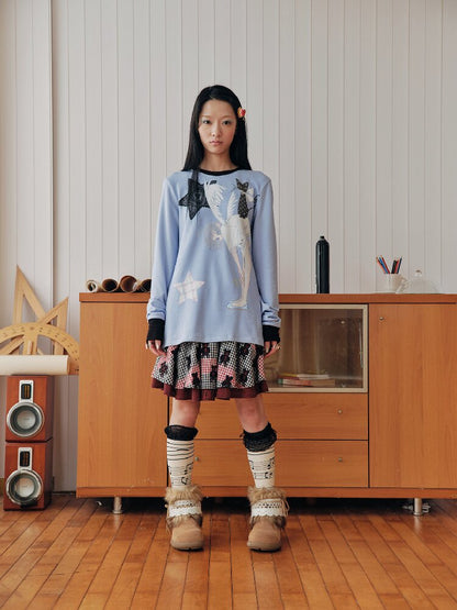 Illustration Fleece Lined Top Cardigan【s0000018706】