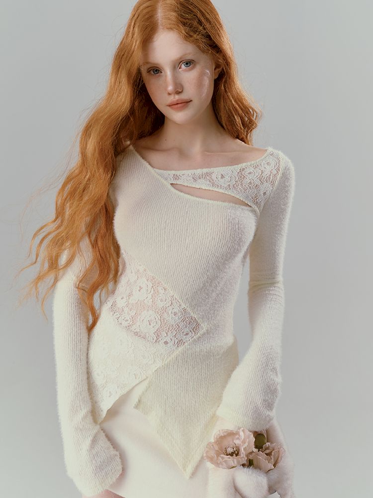 Slim irregular wool knit sweater【s0000012138】