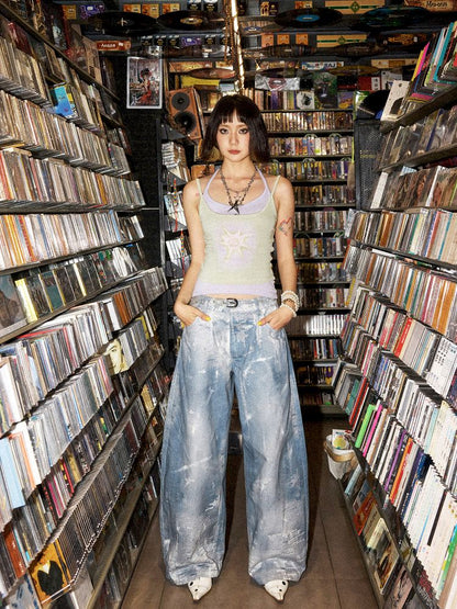 Printed wide leg jeans【s0000012285】
