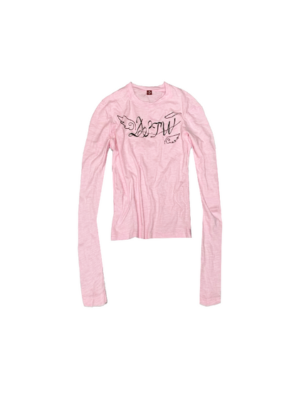 Angel Slogan Cotton Long-Sleeve T【s0000018356】