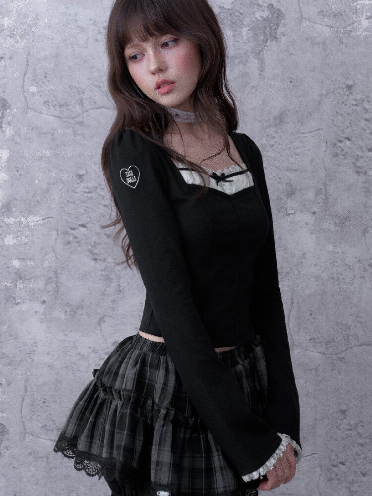 Faux Fishbone Fake Two-Piece Top【s0000017869】