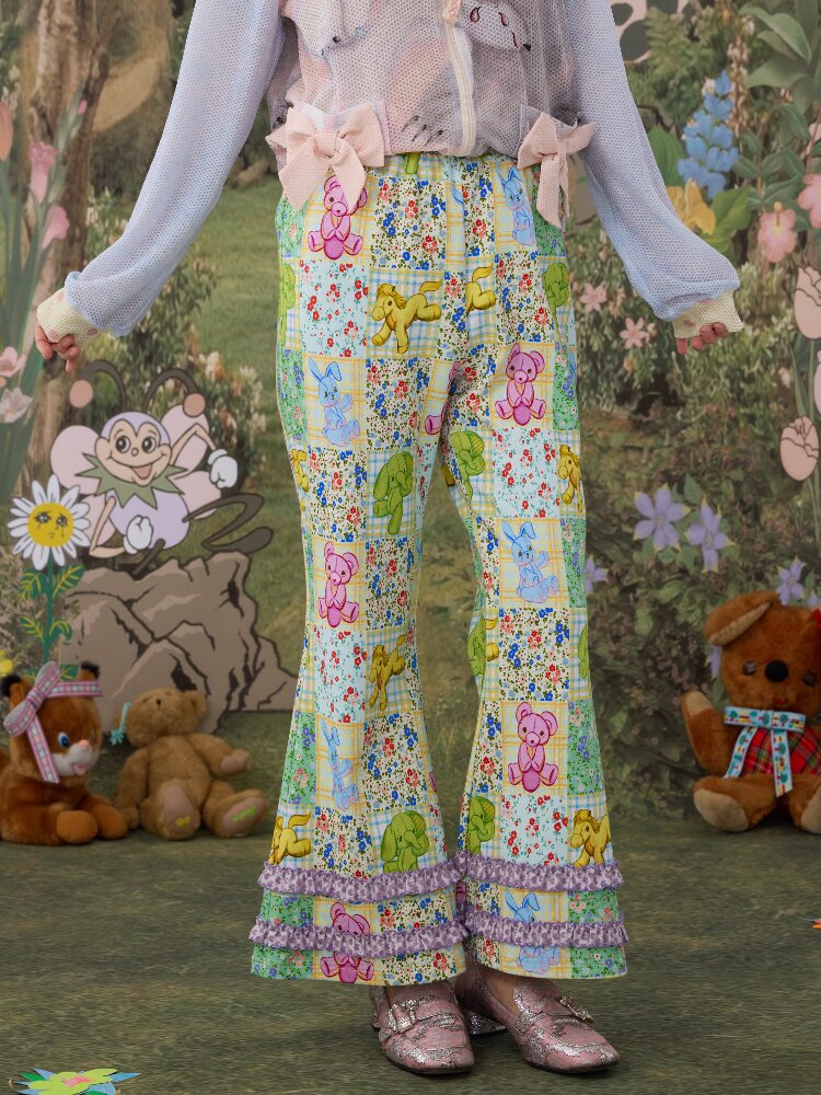 Stretch Floral Animal Print Pants【s0000017126】