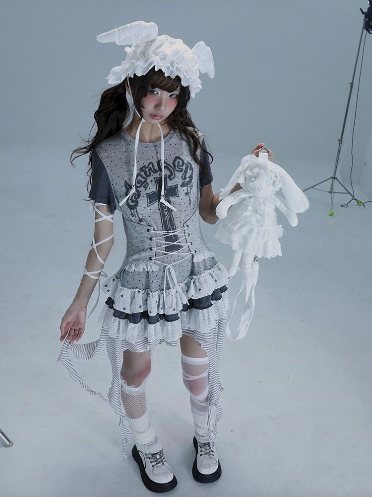 Irregular Lace Skirt Long Tee【s0000013485】