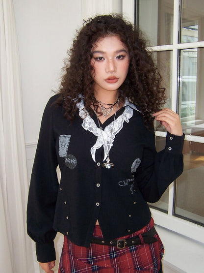 Punk-Style Lace Patchwork Shirt【s0000017895】