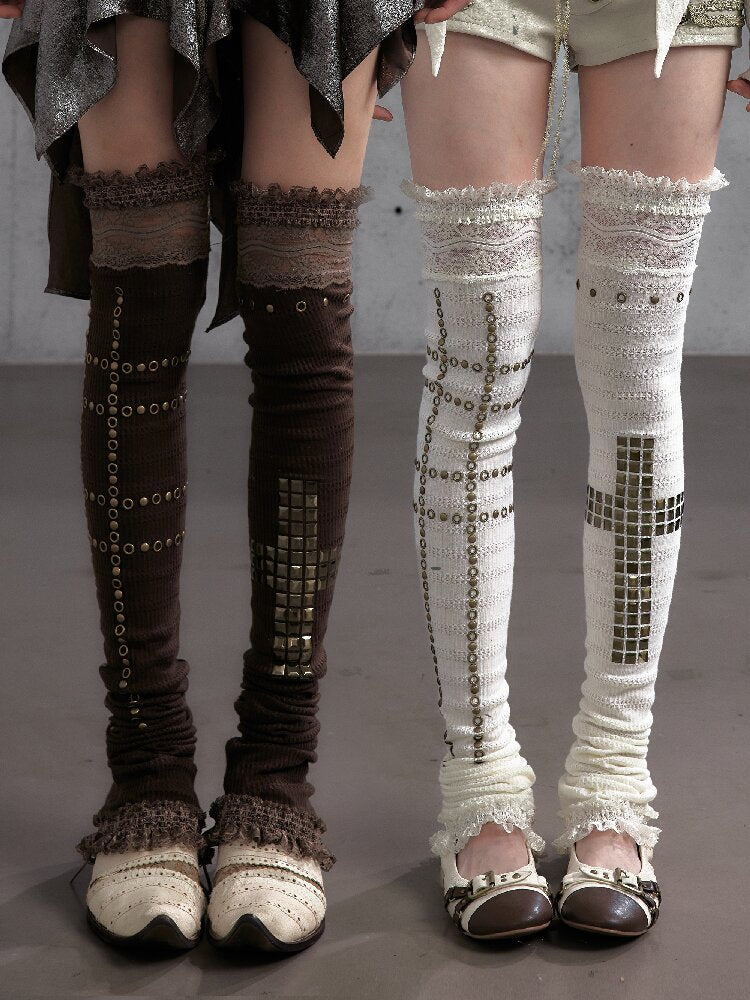 Lace Rhinestone Knit Leg Covers【s0000019164】