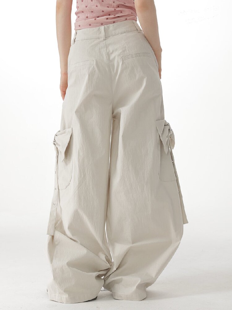 Apricot Bow High Waisted Trousers【s0000017150】