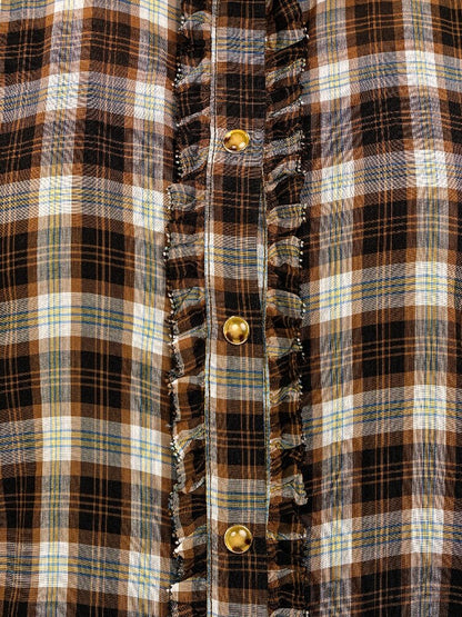 Color Block Plaid Shirt Mini Skirt【s0000017906】