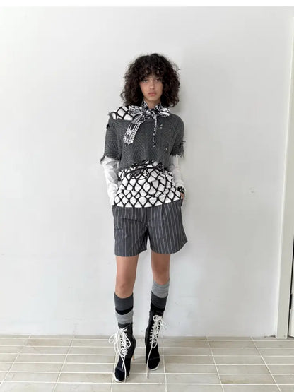 Loose-Fit Vertical-Stripe Suit Shorts【s0000014210】