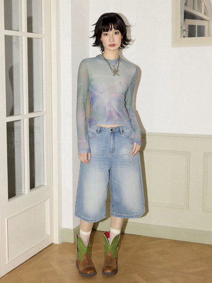 Small fish printing long-sleeved skin jacket【s0000012296】