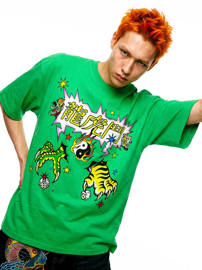 Dragon Tiger Print Oversized T Shirt【s0000017110】