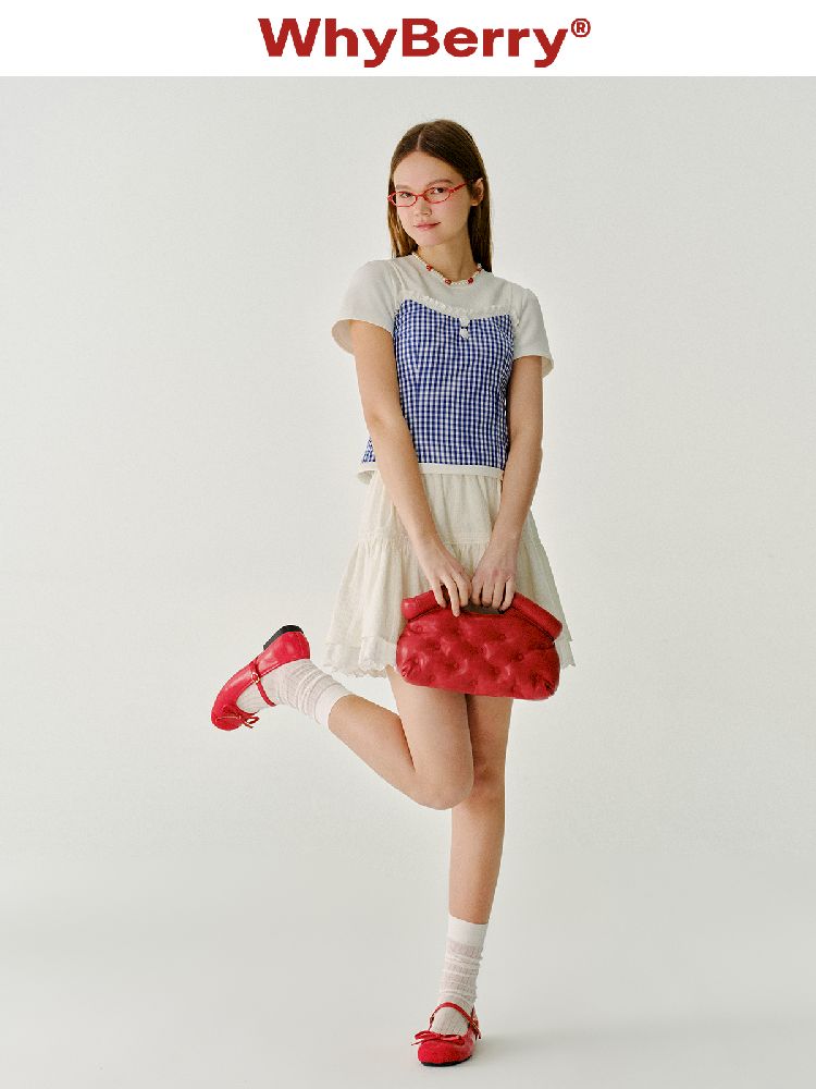 Checkered Flower Small Suspenders【s0000011990】