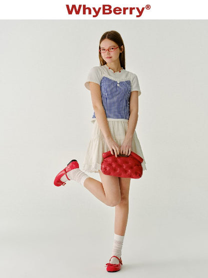 Checkered Flower Small Suspenders【s0000011990】