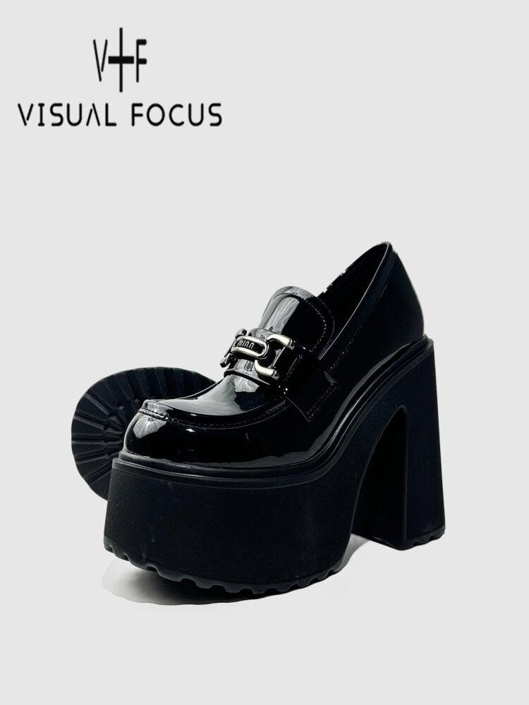 Glossy Patent Leather Buckle Loafers【s0000015715】
