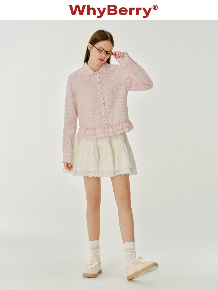 Doll Collar Solid Color Bow Flutter Shirt【s0000011963】