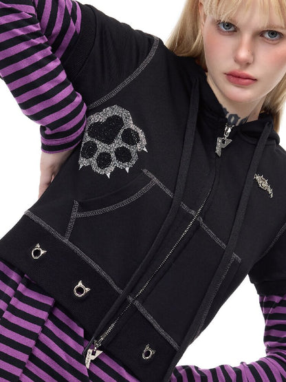 Cat Ear Rhinestone Camo Hoodie【s0000017721】