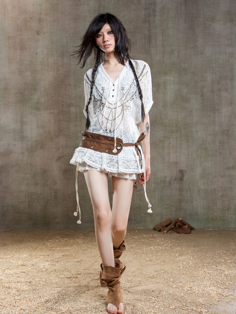 Loose Lace Blouse Dress【s0000012647】