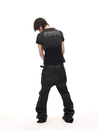 Washed Torn Digital Print Crew Tee【s0000018220】