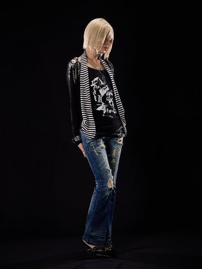 Fake Two-Piece Print Long-Sleeve Shirt【s0000018509】
