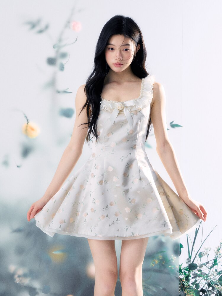 Oil Painting Jacquard Rose Dress【s0000015915】