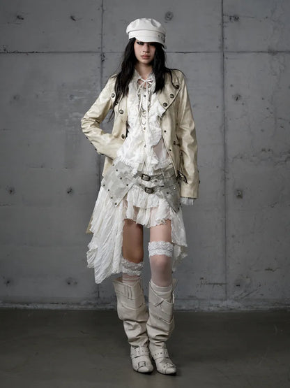 Slim-Fit Short Leather Jacket【s0000013945】