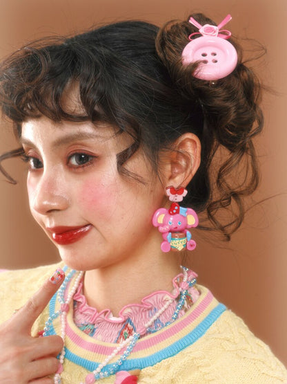 Swan Boat Rabbit Resin Earrings【s0000015593】