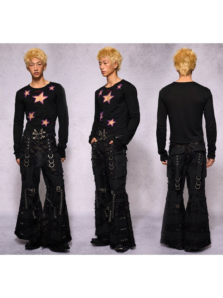 Star Hollow Mesh Embroidery Top【s0000019141】