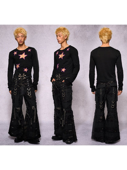 Star Hollow Mesh Embroidery Top【s0000019141】