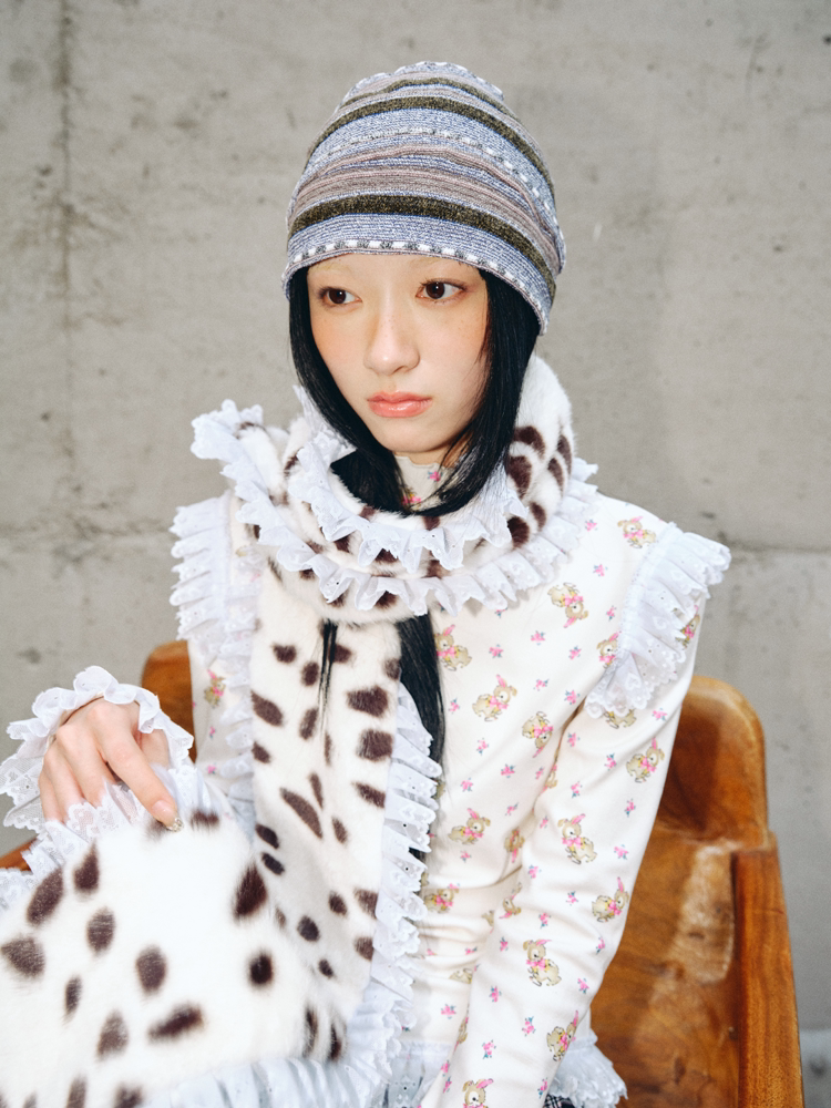 Furry Patterned Faux Fur Lace Scarf【s0000018689】