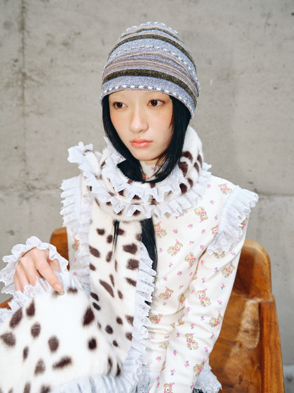 Furry Patterned Faux Fur Lace Scarf【s0000018689】