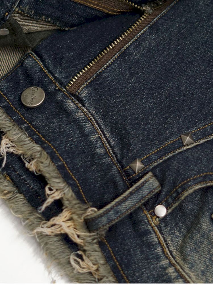 No-wash slim-fit ripped low-rise jeans【s0000012805】