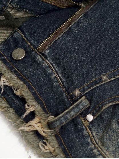 No-wash slim-fit ripped low-rise jeans【s0000012805】