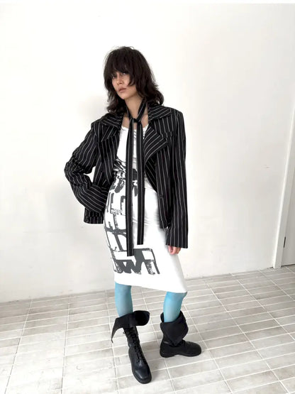 Lace-Up Striped Shorts Blazer【s0000014203】