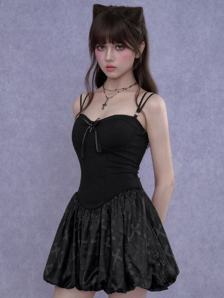Cross Shaped Flower Bud Strap Dress【s0000017278】
