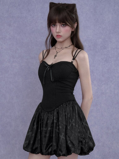 Cross Shaped Flower Bud Strap Dress【s0000017278】