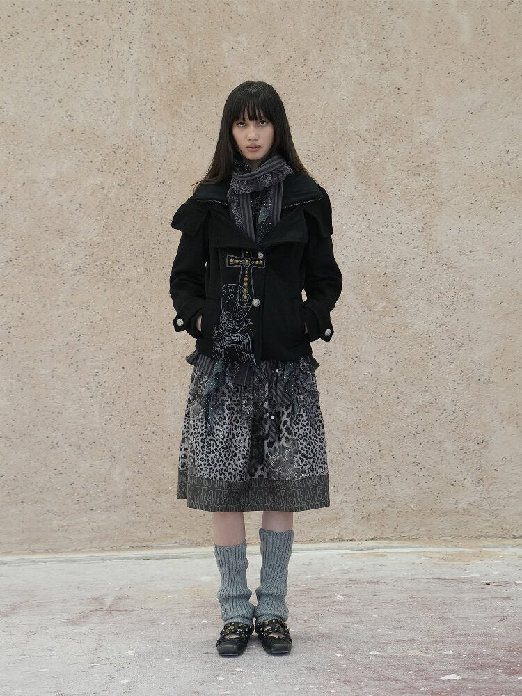 Vintage Cross Print Rivet Jacket【s0000018073】