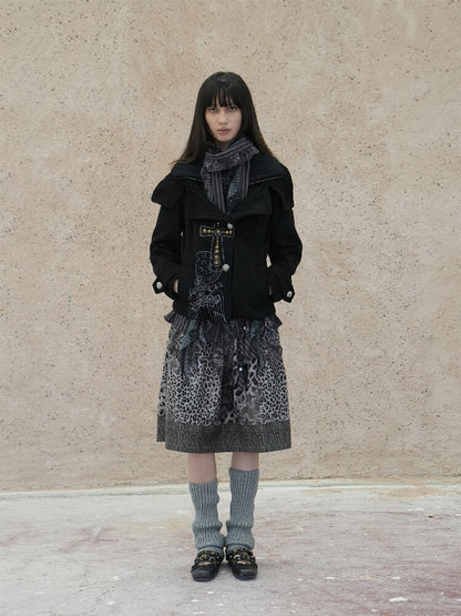 Vintage Cross Print Rivet Jacket【s0000018073】
