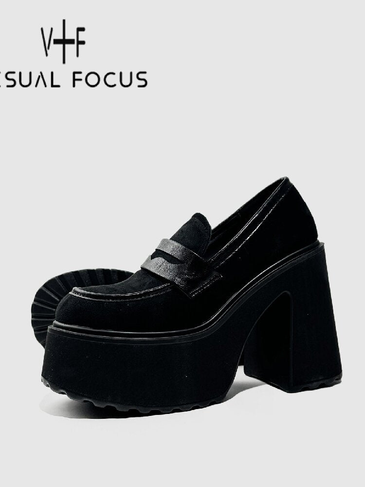 Matte Leather High Heel Loafers【s0000015716】