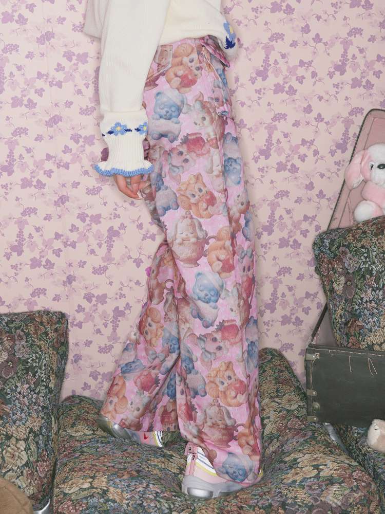 Pink Animal Print High Waist Pants【s0000015031】