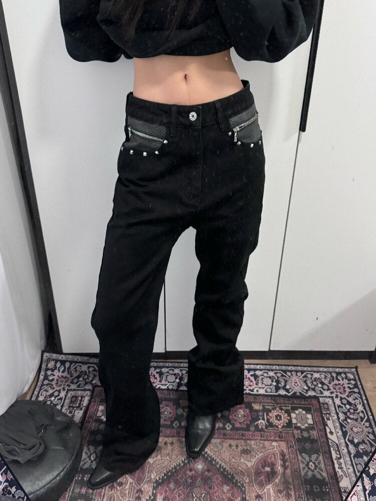Snake Washed Pocket Stacked Jeans【s0000018191】