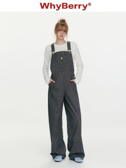 Strawberry Print Denim Bib Pants【s0000015686】