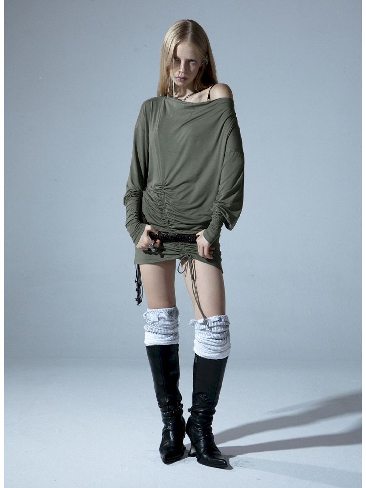 Drawstring One Shoulder T-Shirt【s0000011277】