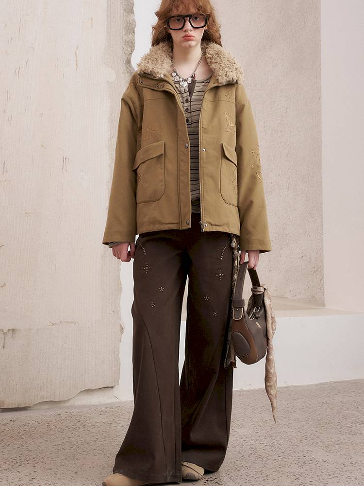 Imitation hot diamond straight loose trousers【s0000014385】