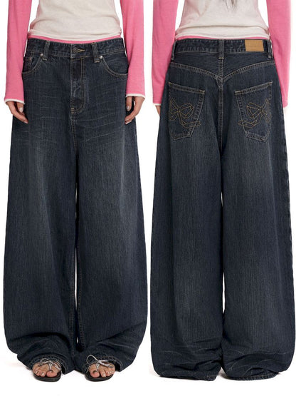 Straight leg sprayed horsehair denim pants【s0000012542】